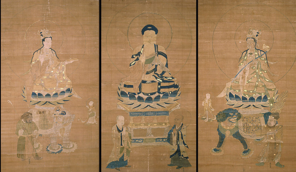 刺繍釈迦三尊仏